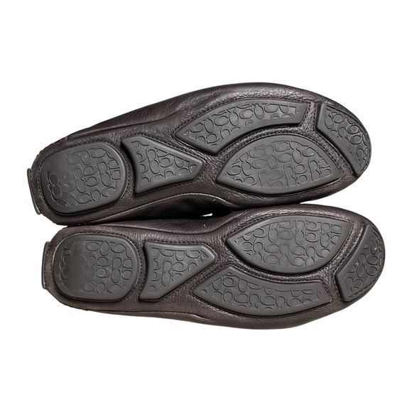 Coach Signature Leather Mens Neal Pebbled Driver Shoes Loafers Brown Size 8 M - Picture 9 of 13